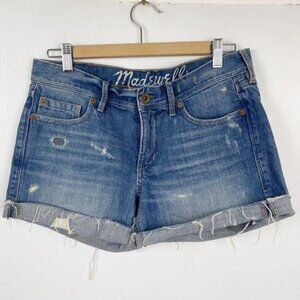 Madewell distressed Denim Shorts Raw Hem mid rise size 28